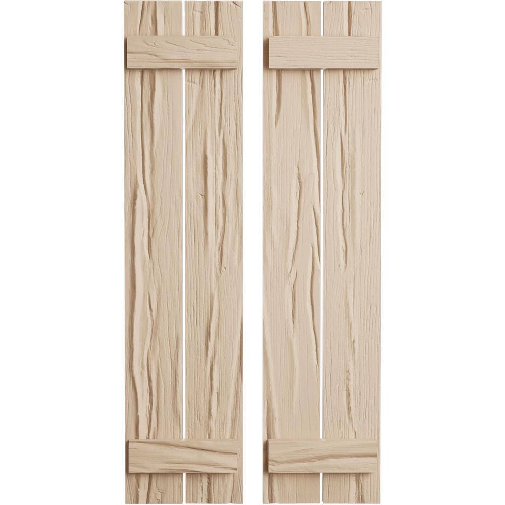 11.5 in. x 44 in. Timberthane Polyurethane 2-Board Spaced Board-n-Batten Riverwood Faux Wood Shutters Pair price history on PriceWatchPro
