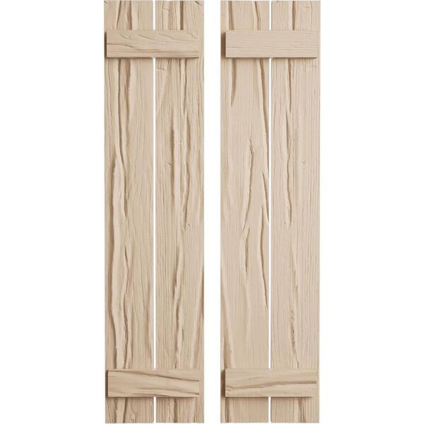 Ekena Millwork 11.5 in. x 54 in. Timberthane Polyurethane 2-Board Spaced Board-n-Batten Riverwood Faux Wood Shutters Pair