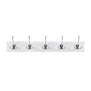 27 x 5 in. Wall Mounted Classic Coat Rack, Each Hook Supports 7 lbs., 5 Hook, White