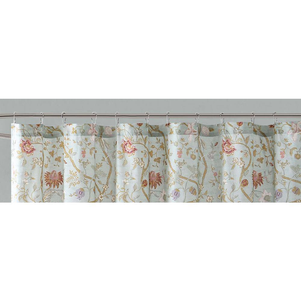 Bedford Blue Floral Cotton Shower Curtain with Liner