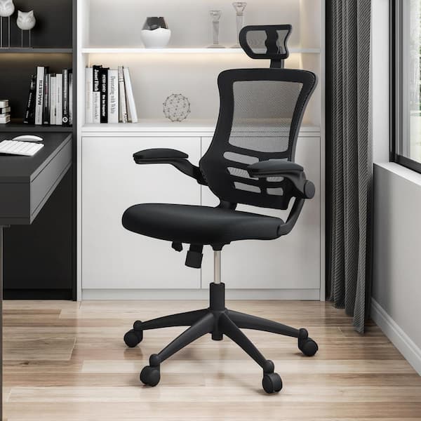TECHNI MOBILI 26.5 in. Width Big and Tall Black Fabric Ergonomic Chair with Adjustable Height