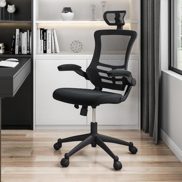 TECHNI MOBILI 26.5 in. Width Big and Tall Black Fabric Ergonomic Chair ...