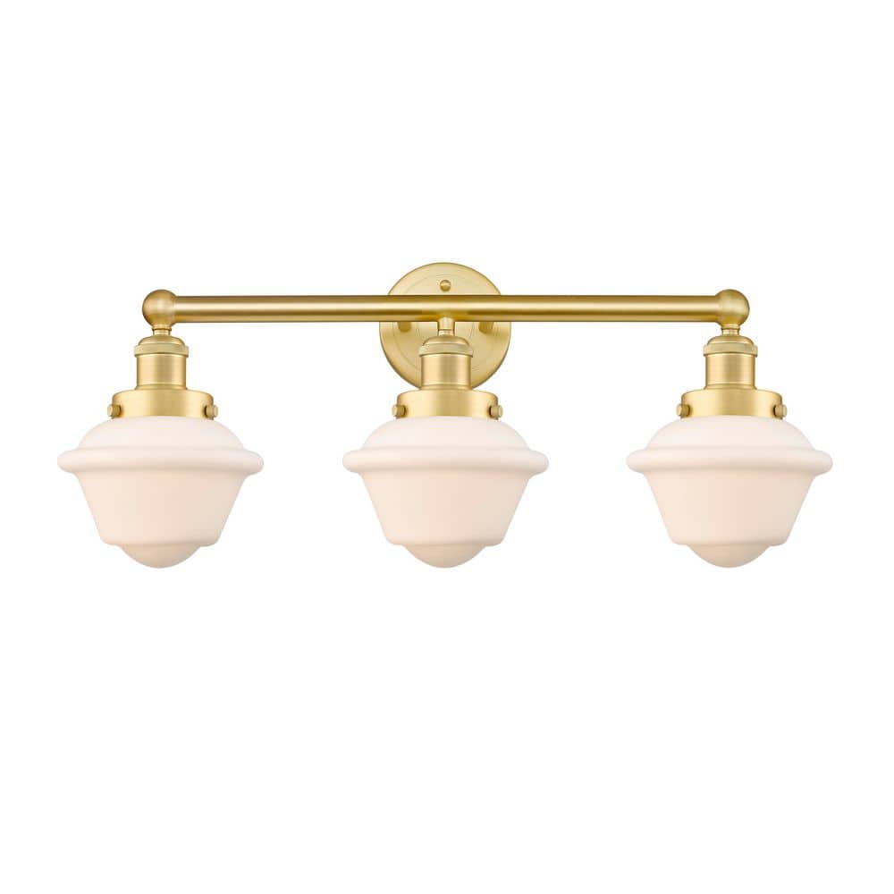 Oxford 24.5 in. 3-Light Satin Gold Vanity Light with Glass Shade price history on PriceWatchPro