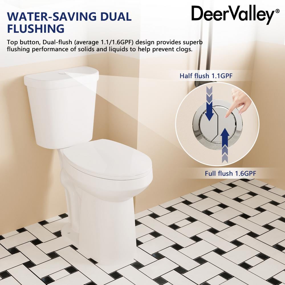 21'' White Ceramic Dual-Flush Elongated Two-Piece Toilet with Seat