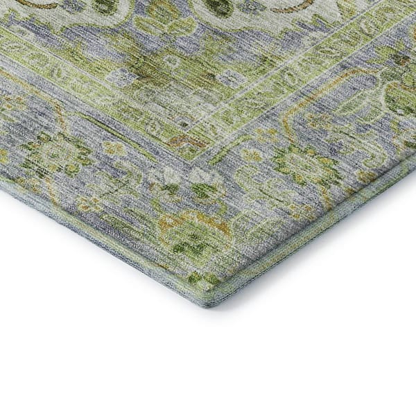 Mayfield Premium Machine Washable Abstract AMF2163 Green 8 ft. x 10 ft. Area Rug