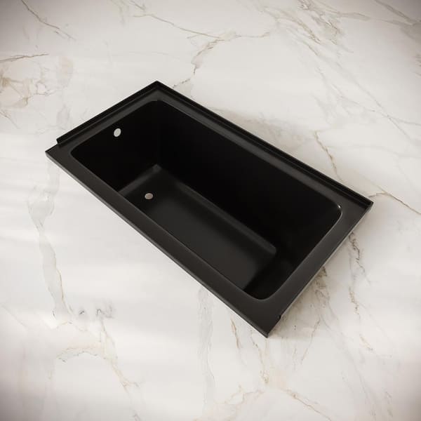 Voltaire 54 in. x 30 in. Soaking Alcove Bathtub with Left Drain in Glossy Black