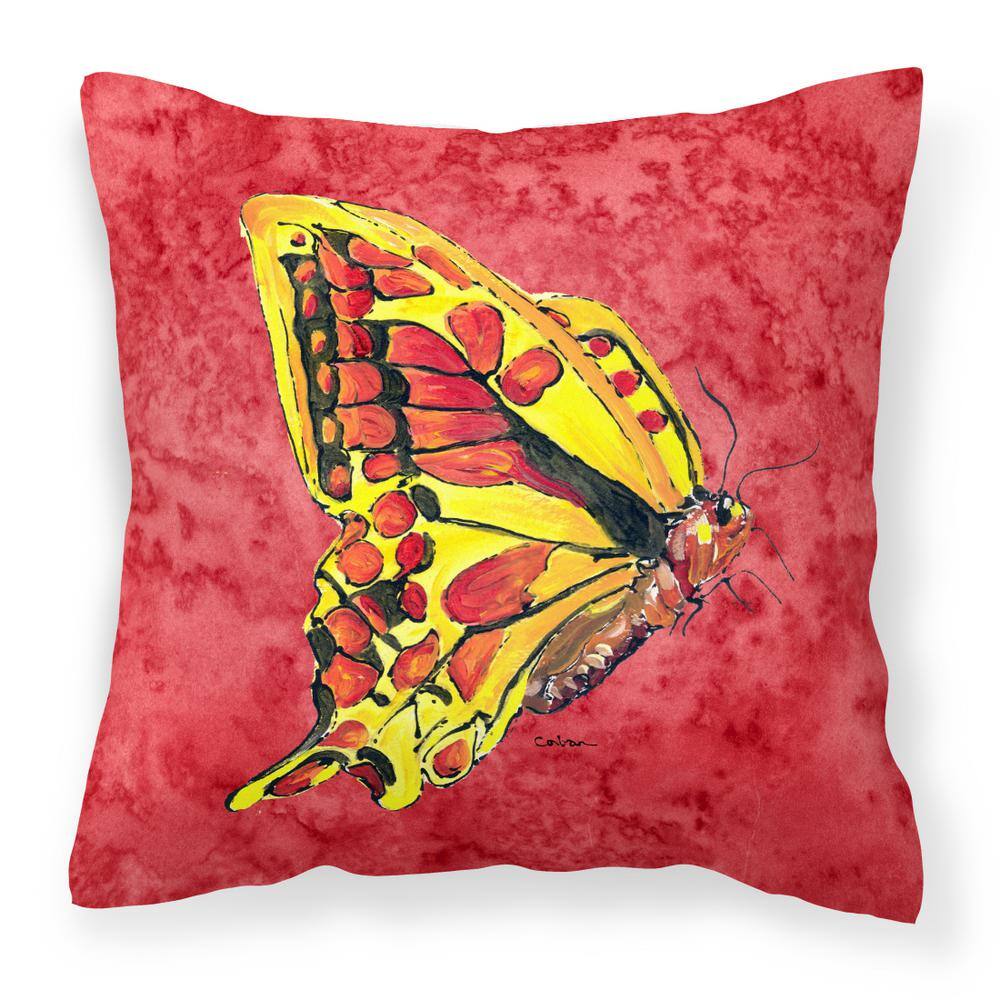 14 in. x 14 in. Multi-Color Lumbar Outdoor Throw Pillow Butterfly on Red Canvas price history on PriceWatchPro