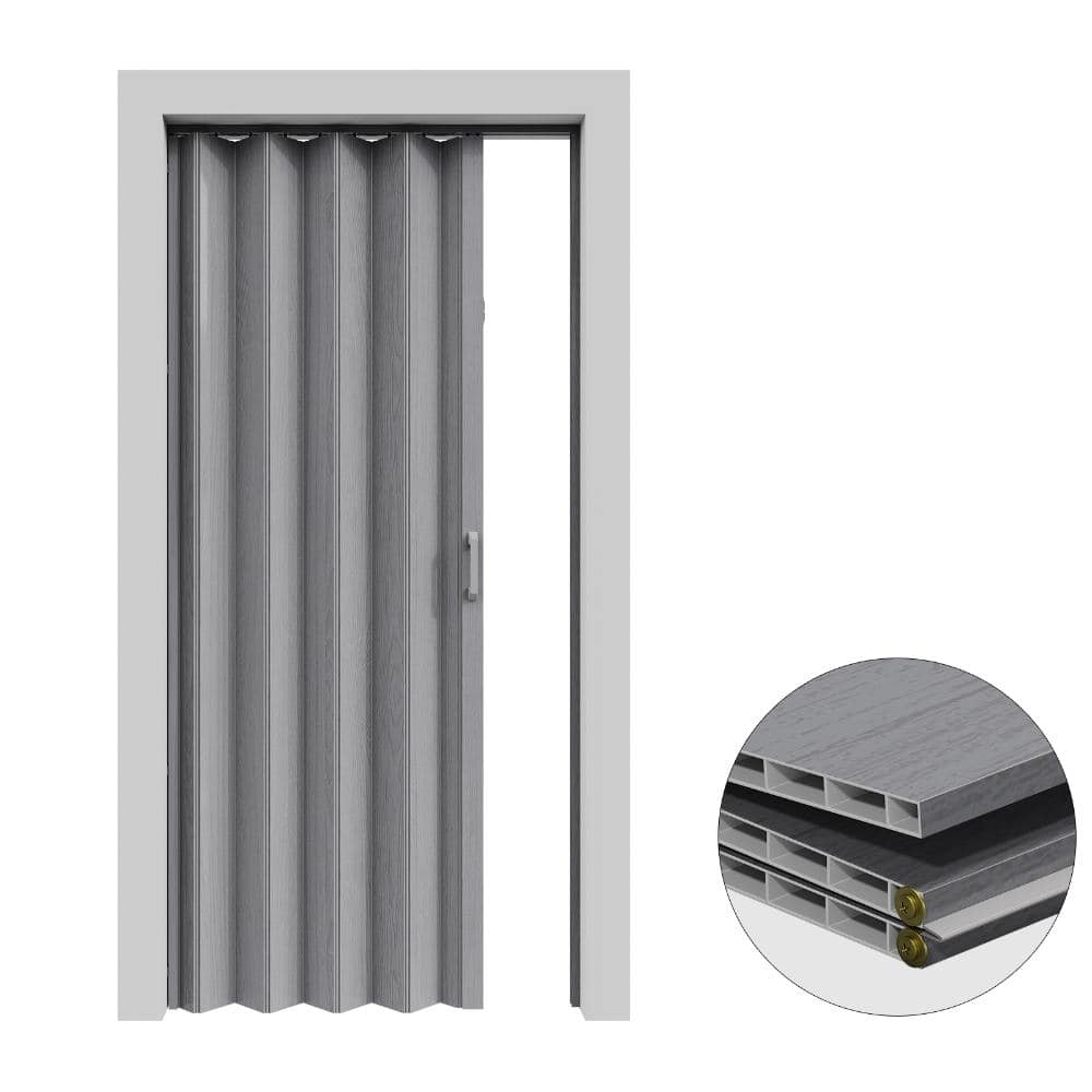 Socbazzar 32 in x 80 in. Gray Finished Interior PVC Folding