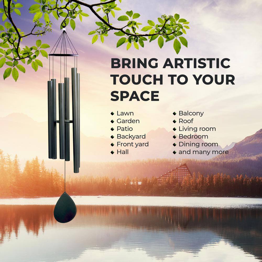 50'' Black Aluminum and Iron Wind Chime