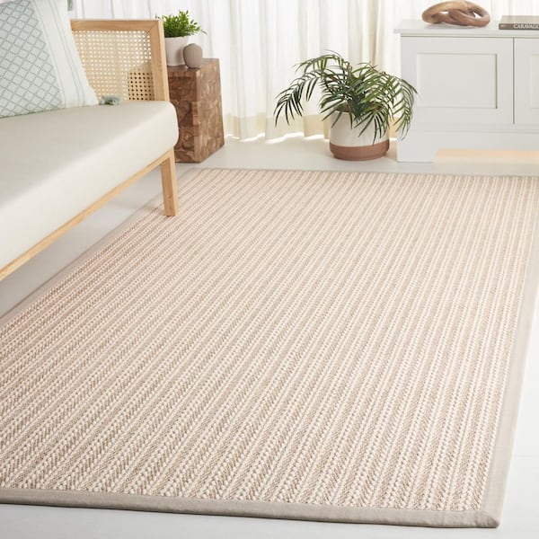 Palm Beach 8 ft. x 10 ft. Ivory Modern Striped Area Rug