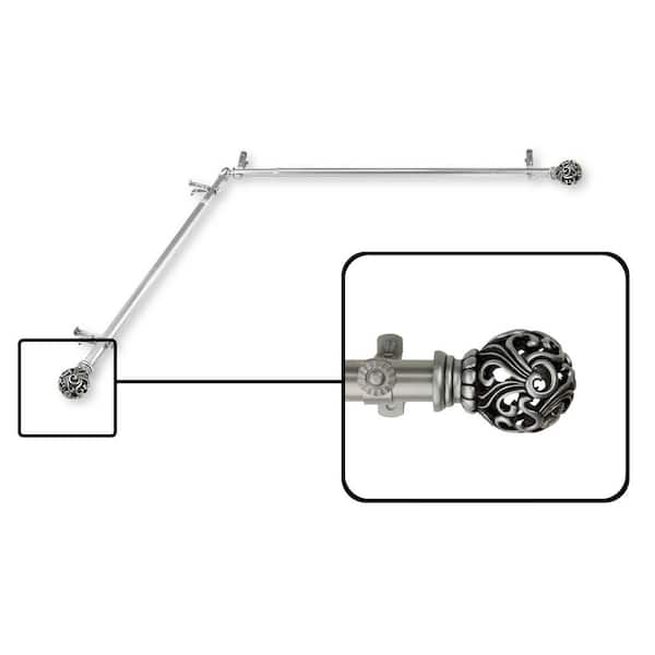Rod Desyne Adora 13/16 in. Dia 28-48 in. L Corner Window Single Curtain Rod in Satin Nickel