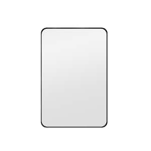 20 in. W x 30 in. H Modern Rectangular Aluminum Alloy Black Rounded Corner Wall Mirror/Decorative Mirror