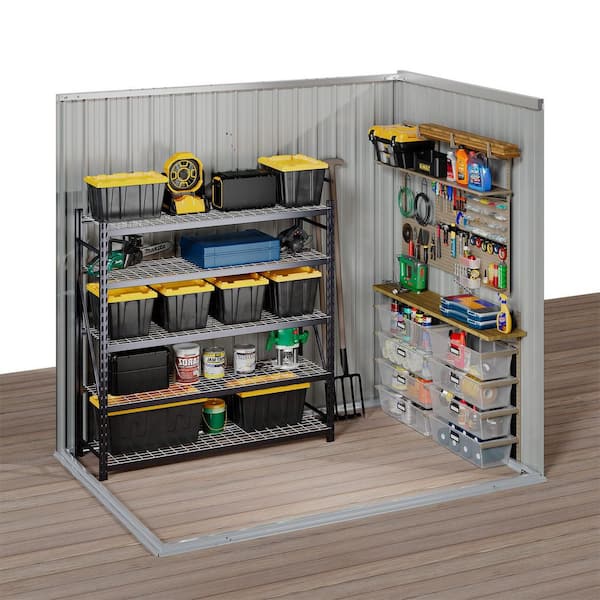 Sizzim Black 6 ft. W x 4 ft. D Metal Shed with Vents for Tools Sizzim Black 6 ft. W x 4 ft. D Metal Shed with Vents for Tools