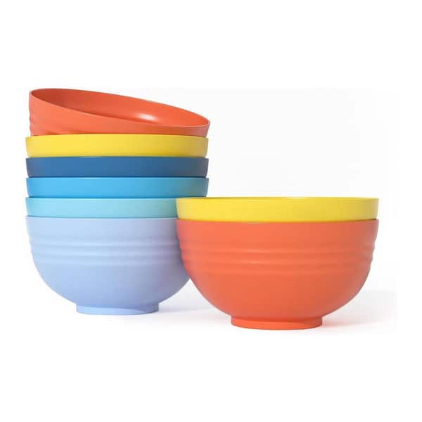 34 fl. oz. Wheat Straw Fiber Cereal and Soup Bowls Set Deep Lightweight Kitchen Bowl Set of 8 Assorted Color