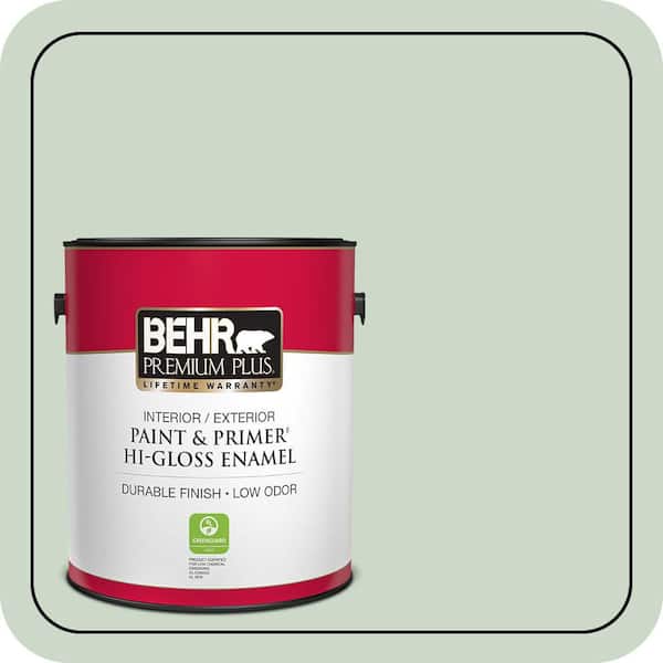 BEHR PREMIUM PLUS 1 gal. #450E-2 April Mist Hi-Gloss Enamel Interior ...