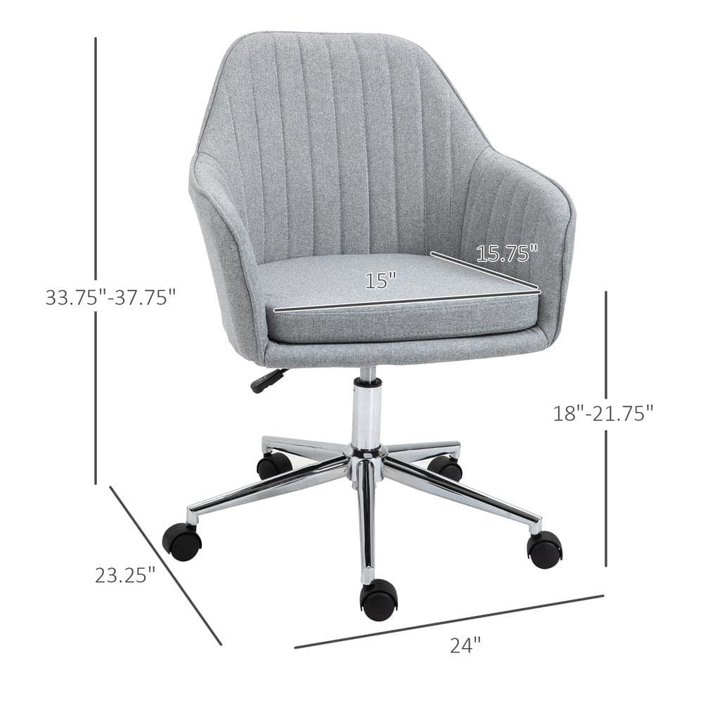 Gray Fabric Mid-Back Swivel Task Chair with Metal Base