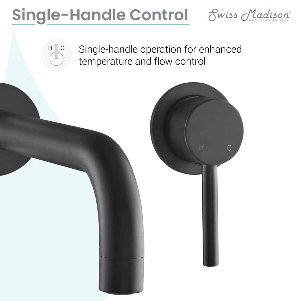 Ivy Matte Black Brass Single-Handle Wall-Mount Bathroom Faucet