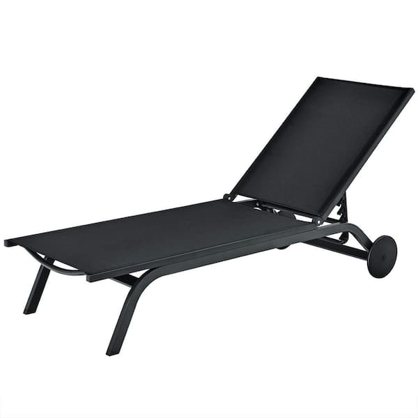 Alpulon 6-Position Adjustable Gray Fabric Aluminum Frame Outdoor Chaise Lounge
