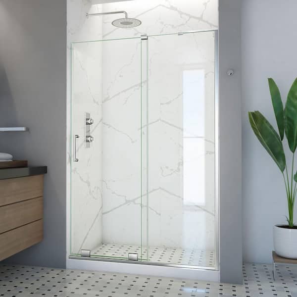 DreamLine Mirage-X 44 - 48 in. W x 71 in. H Frameless Sliding Shower Door in Chrome - Right Wall Installation