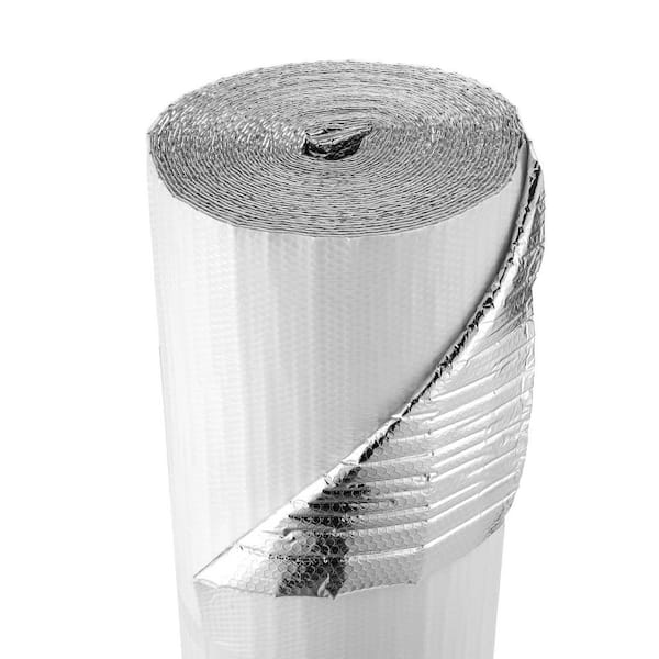 6 mm Reflective Insulation Roll 48 in. x 100 ft., Double-Layer Bubble Radiant Barrier with Aluminum Foil & White PE Film