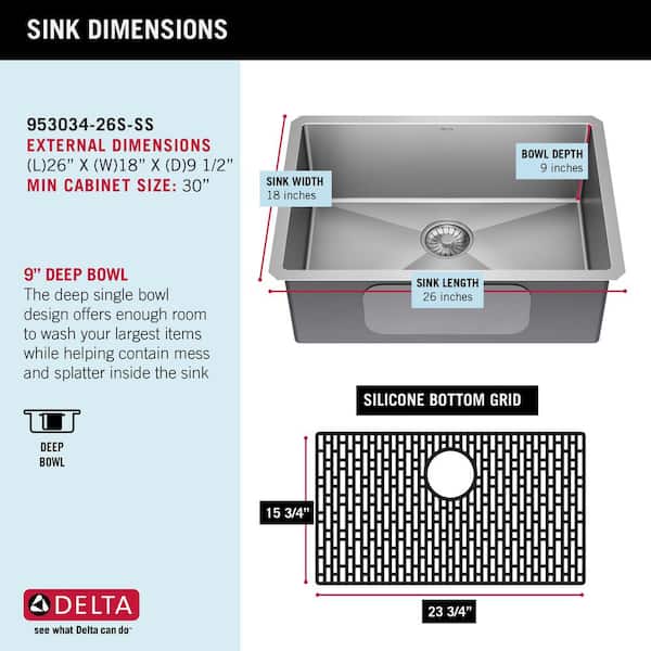 Delta Lenta 16-Gauge Stainless Steel 26 in. Single Bowl