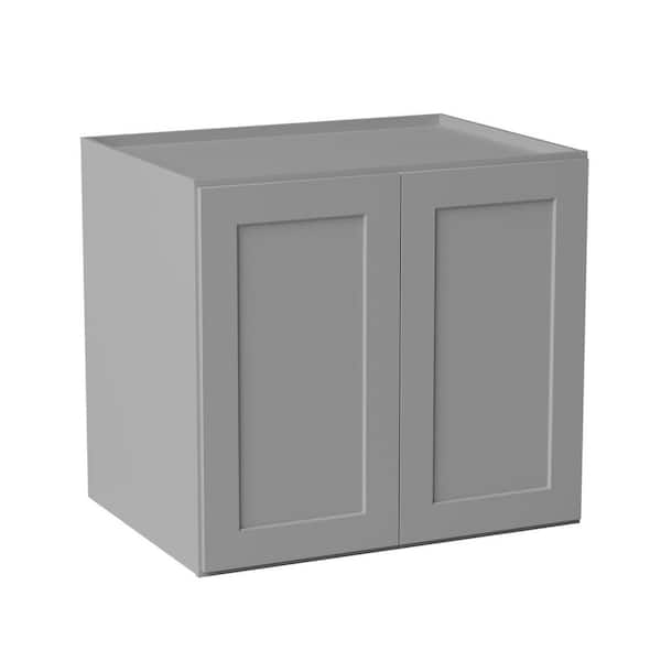 33 in. W x 24 in. D x 30 in. H Ready to Assemble Solid Wood Shaker Wall Bridge Kitchen Cabinet in Light Grey