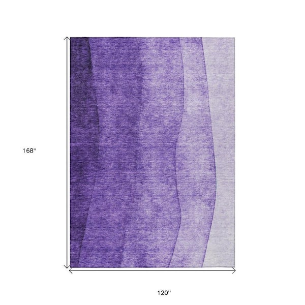 Purple, Lilac, Lavender 10 ft. x 14 ft. Woven Abstract Polyester Rectangle Indoor / Outdoor Area Rug