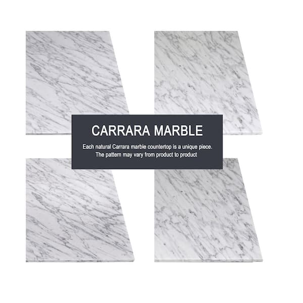 Merryfield 31 in. Single Sink Dark Blue-Grey Bath Vanity with White Carrara Marble Top (Assembled)
