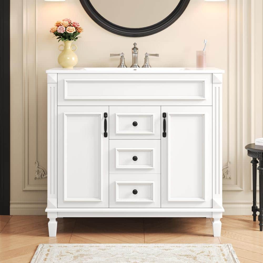 "36"" Single Sink Vanity,Ceramic Basin,Two Soft Closing Storage Cabinet Doors" price history on PriceWatchPro