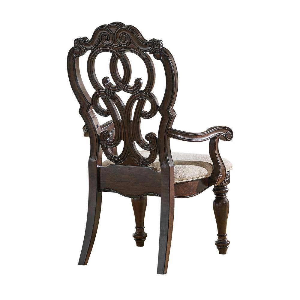 Traditional Warm Brown Pecan Wood Accent Chair