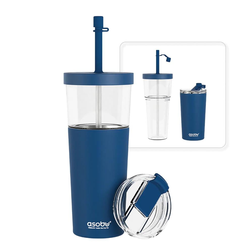 Blue Stainless Steel 28oz Travel Tumbler with Silicone Base