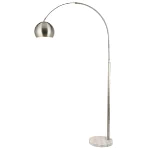 70 in. Nickel Arcing Modern Floor Lamp and Marble with Rotating Shade