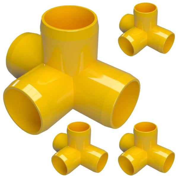 Formufit 1-1/4 in. Furniture Grade PVC 4-Way Tee in Yellow (4-Pack)