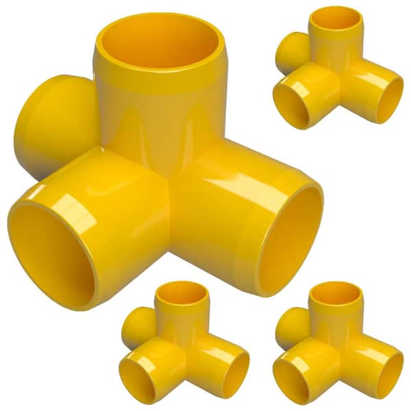 Formufit 1 in. Furniture Grade PVC 4-Way Tee in Yellow (4-Pack