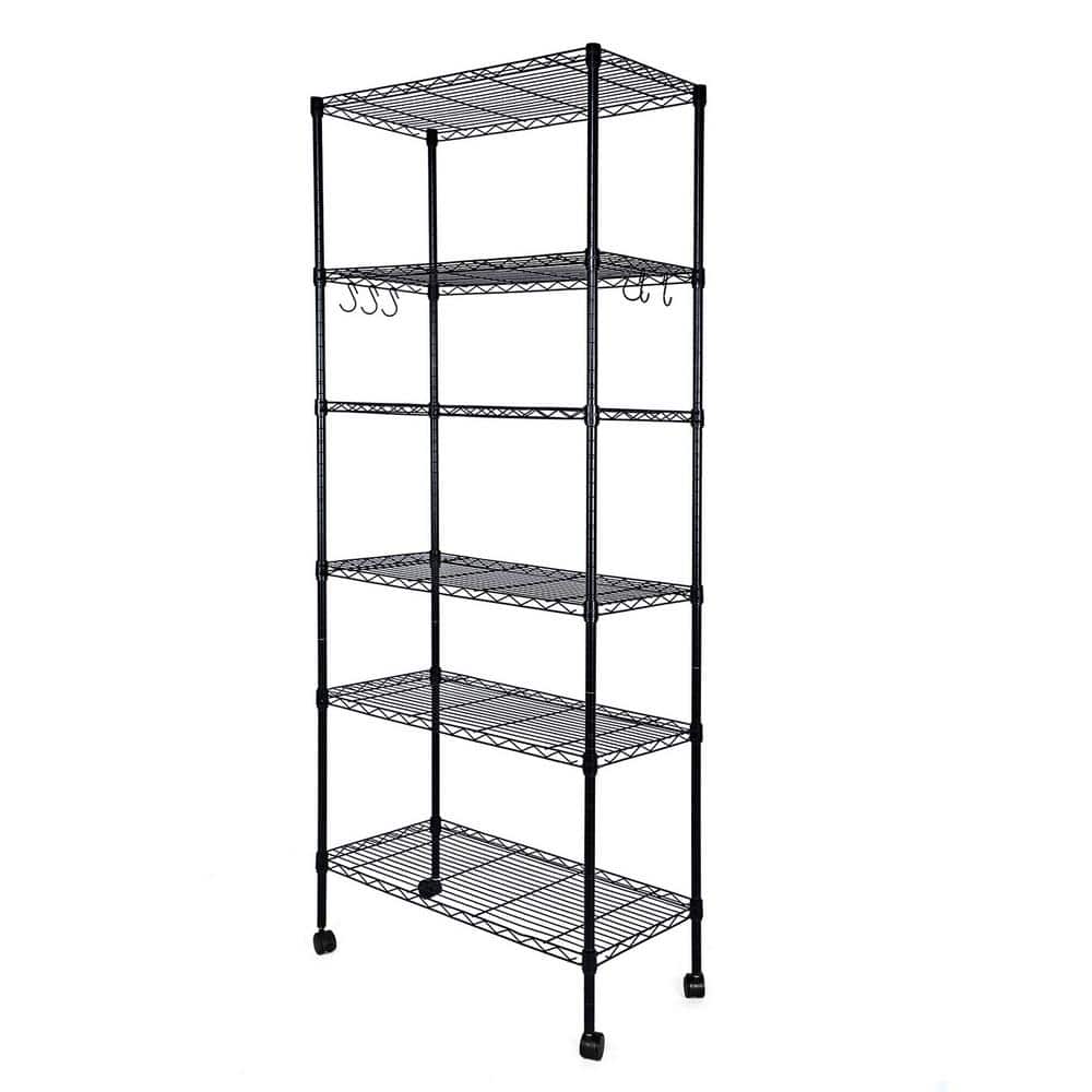 Black 6-Tier Steel Garage Storage Shelving (30 in. W x 70 in. H x 14 in. D)