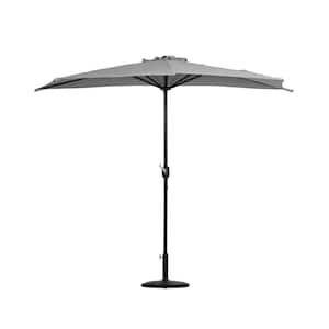 Peru 9 ft. Market Half Patio Umbrella in Gray with Base Included