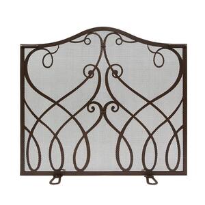 Roman 38 in. L Bronze 1-Panel Cypher Flat Fireplace Screen
