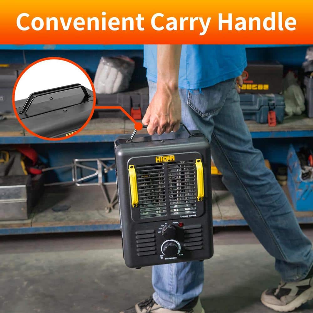 Black Electric Convection Space Heater with Thermostat