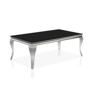 Mosgood 51 in. Black and Silver Rectangle Glass Coffee Table