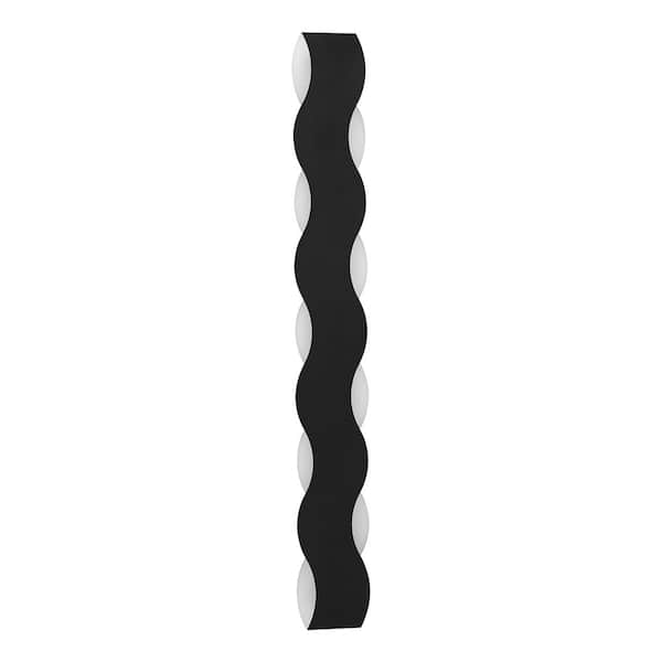 OUKANING 31.5 in. 1-Light Black Modern Indoor/Outdoor Wall Sconce Wall Light with White Acrylic Shade (Warm Light)