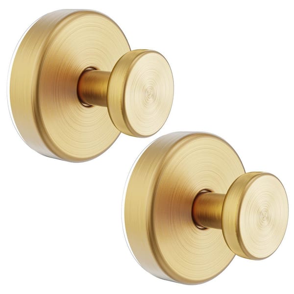 J-Hook Towel Hook Vacuum Suction Cup Shower Hook with Stainless Steel and Brushed Gold Finish, 2 Pack