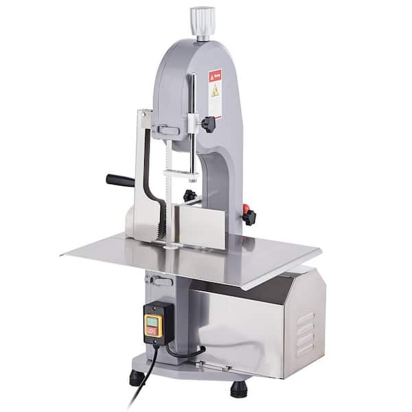 SVOPES 1100 Watt Commercial Electric Frozen Meat Bandsaw Stainless Steel Bone Sawing Machine 19.3 in. x 15 in. Workbench Silver