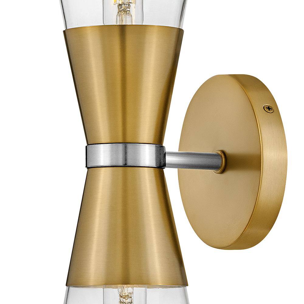Livie Lacquered Brass and Clear Glass 2-Light Wall Sconce