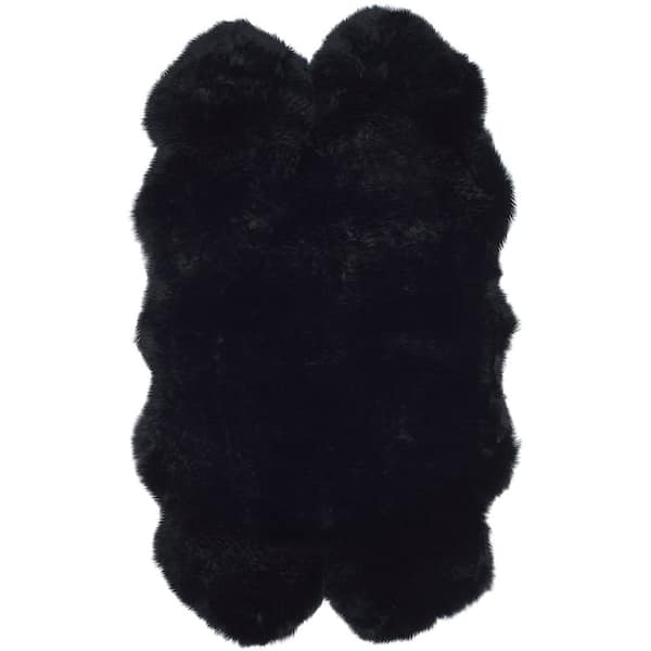 Sheep Skin 4 ft. x 6 ft. Midnight Black Solid Color Area Rug