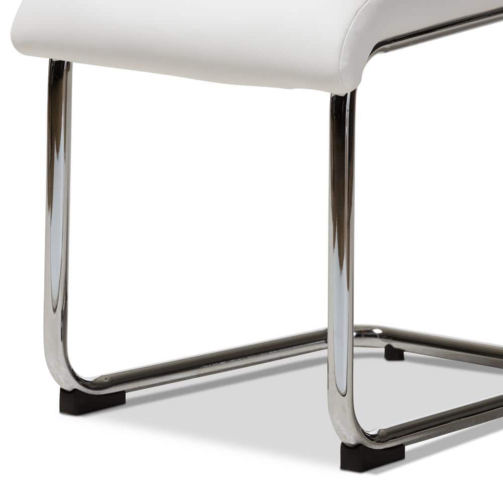 Marlys Mid-Century Modern White Faux Leather Dining Chair