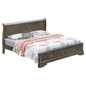 Louis Philippe Gray Full Storage Sleigh Bed with 2-Drawers
