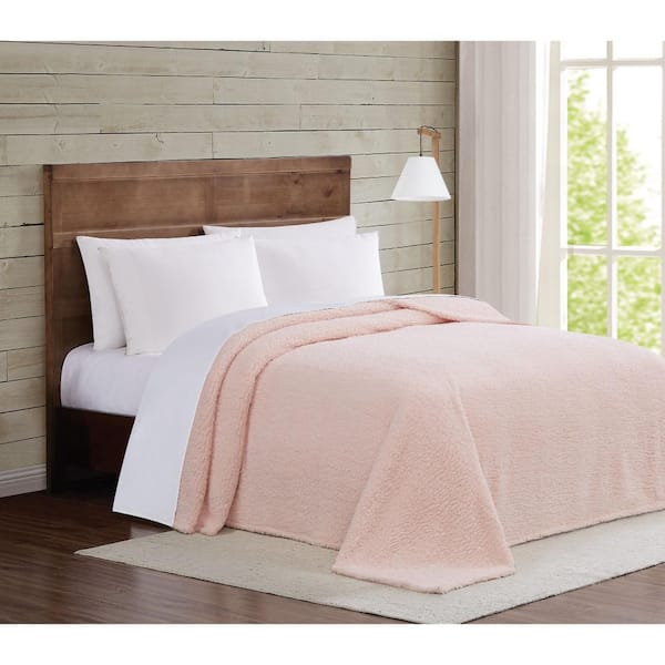 Brooklyn Loom Marshmallow Sherpa Blush Twin XL Blanket