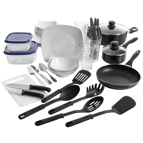 Gibson All U Need 45 Piece Dinnerware Cookware Combo Set in White ...