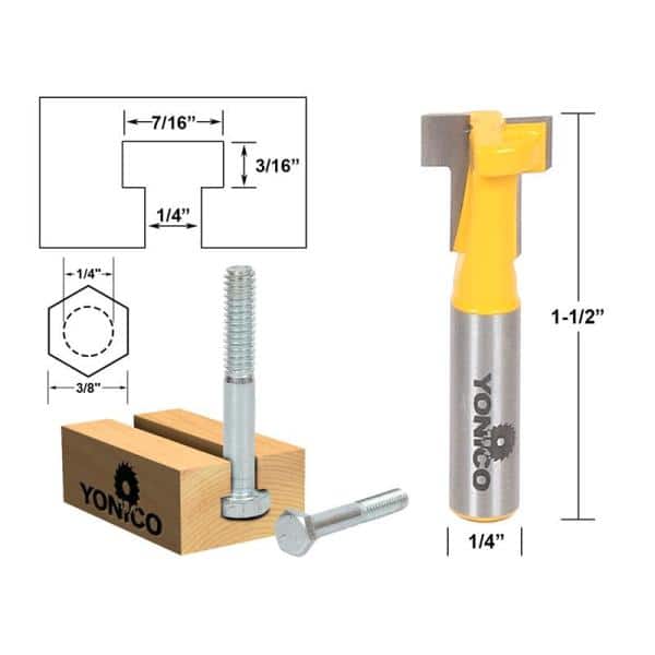 1/4'' Shank T Slot Router Bit T-Track Woodwork Milling Cutter Carbide Tool LIUBE 