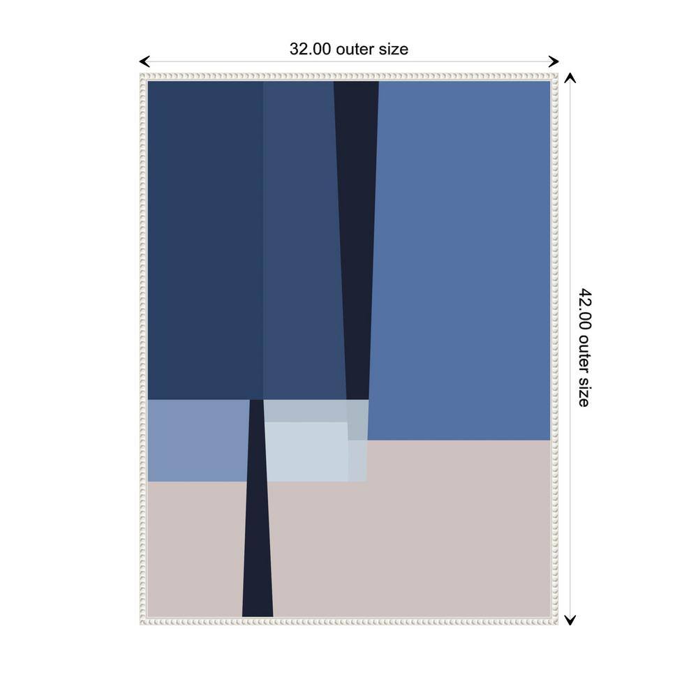 Blue Lines Abstract Canvas Art with White Floater Frame